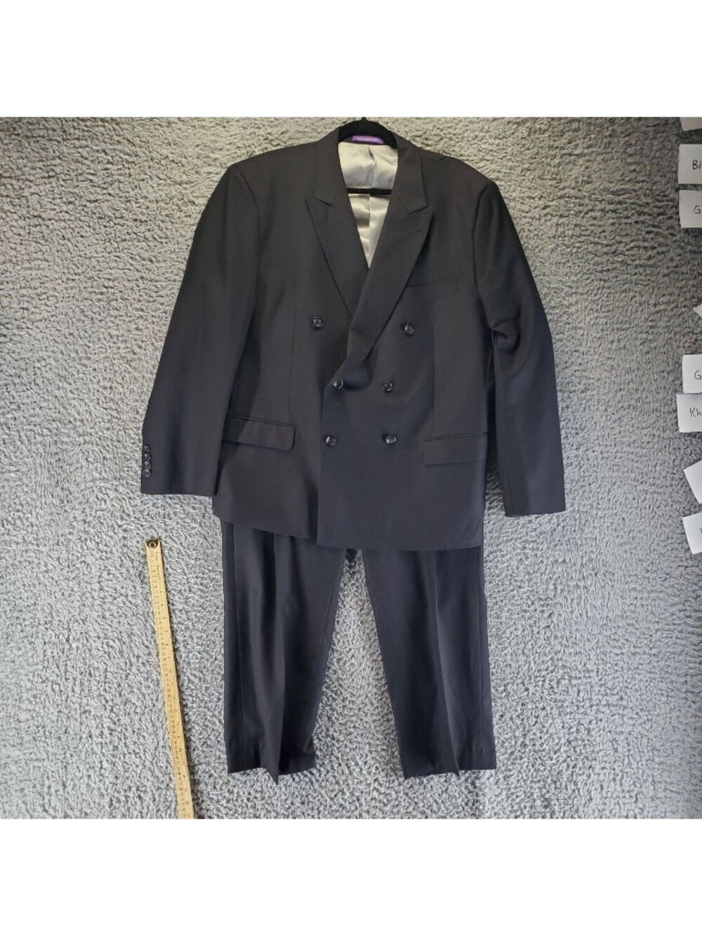 Vinci Suit Mens 46S 40x28 Black Two Piece Polyester Blend Suit Set *Read*
